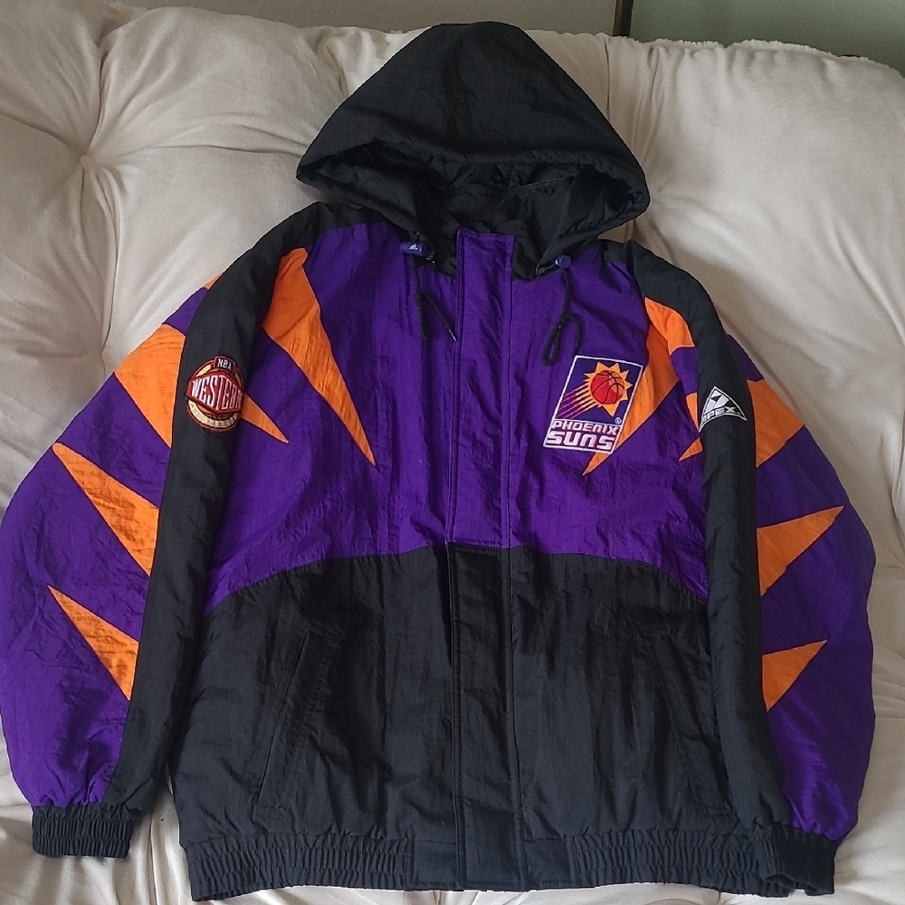 Vintage 90's NBA By APEX ONE Phoenix Suns Basketball Puffer Hooded Jacket XL